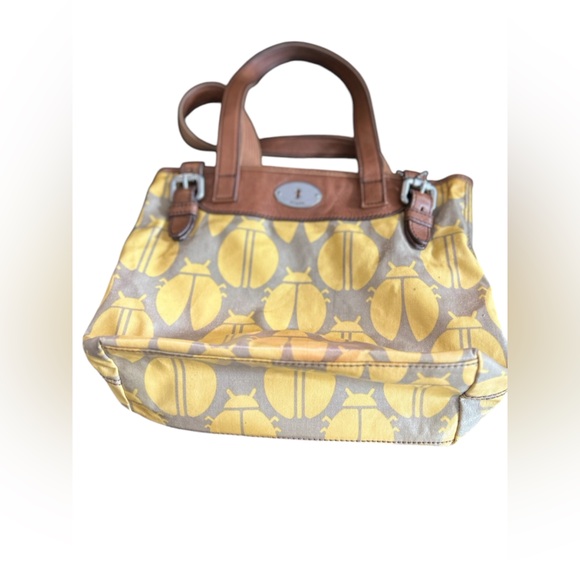 Fossil Key-Per Leather & Coated Canvas Ladybug Print Tote Shoulder Bag - Picture 4 of 12
